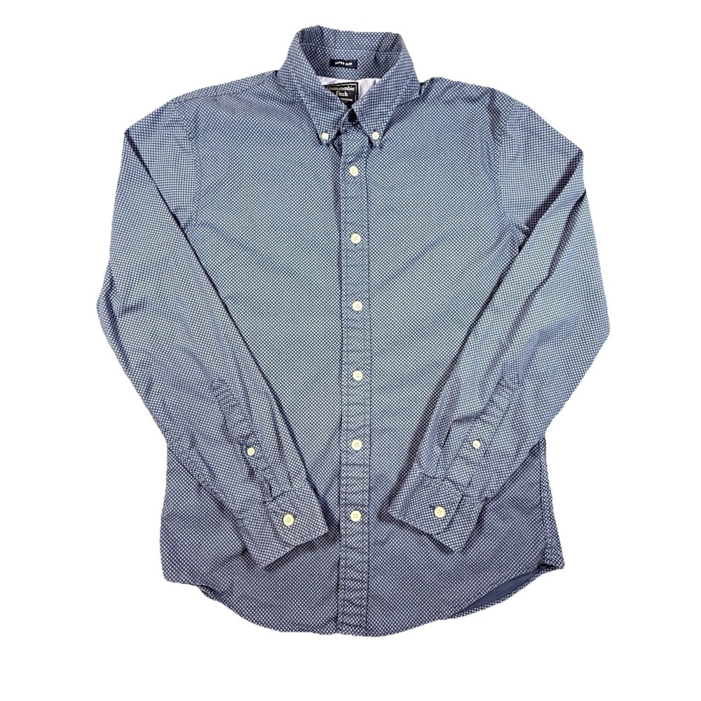 Abercrombie & Fitch Super Slim‎ Blue Geo Button Down Shirt Mens L